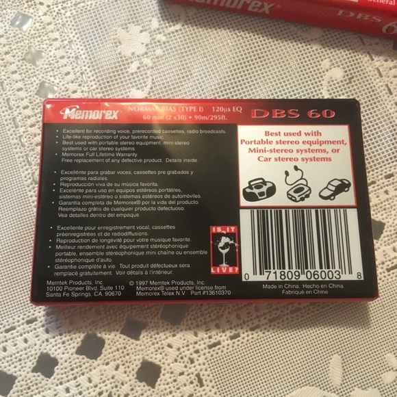 HP 🔥🆕 Memorex DBS 60 Minute Audio Blank Cassette Tapes -Lot of 6 - Picture 3 of 4